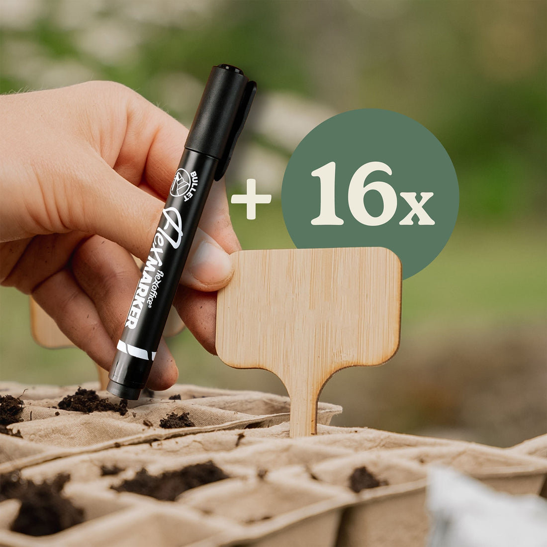 16 bamboe plantenstekers inclusief stift