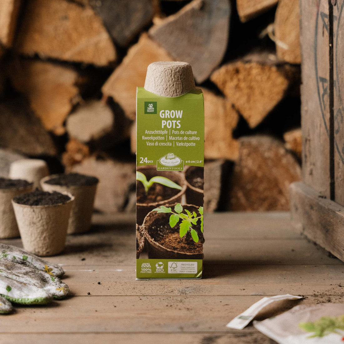 Afbreekbare vezelpot 5 cm, 24 stuks