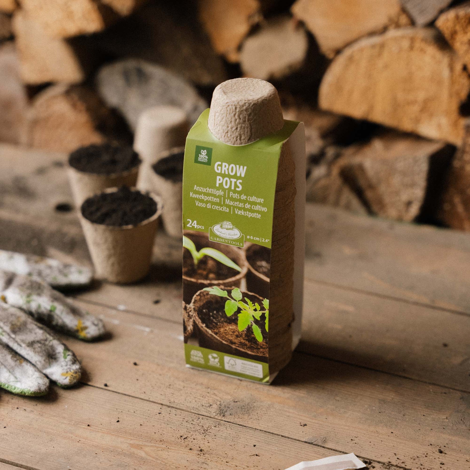 Afbreekbare vezelpot 5 cm, 24 stuks