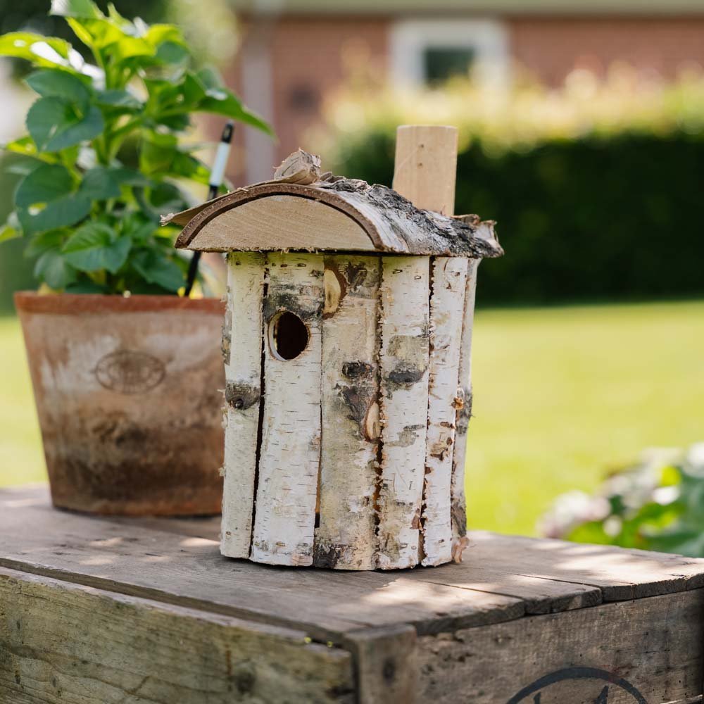 Nestkast, berkenhout, Ø: 17 cm H: 30 cm