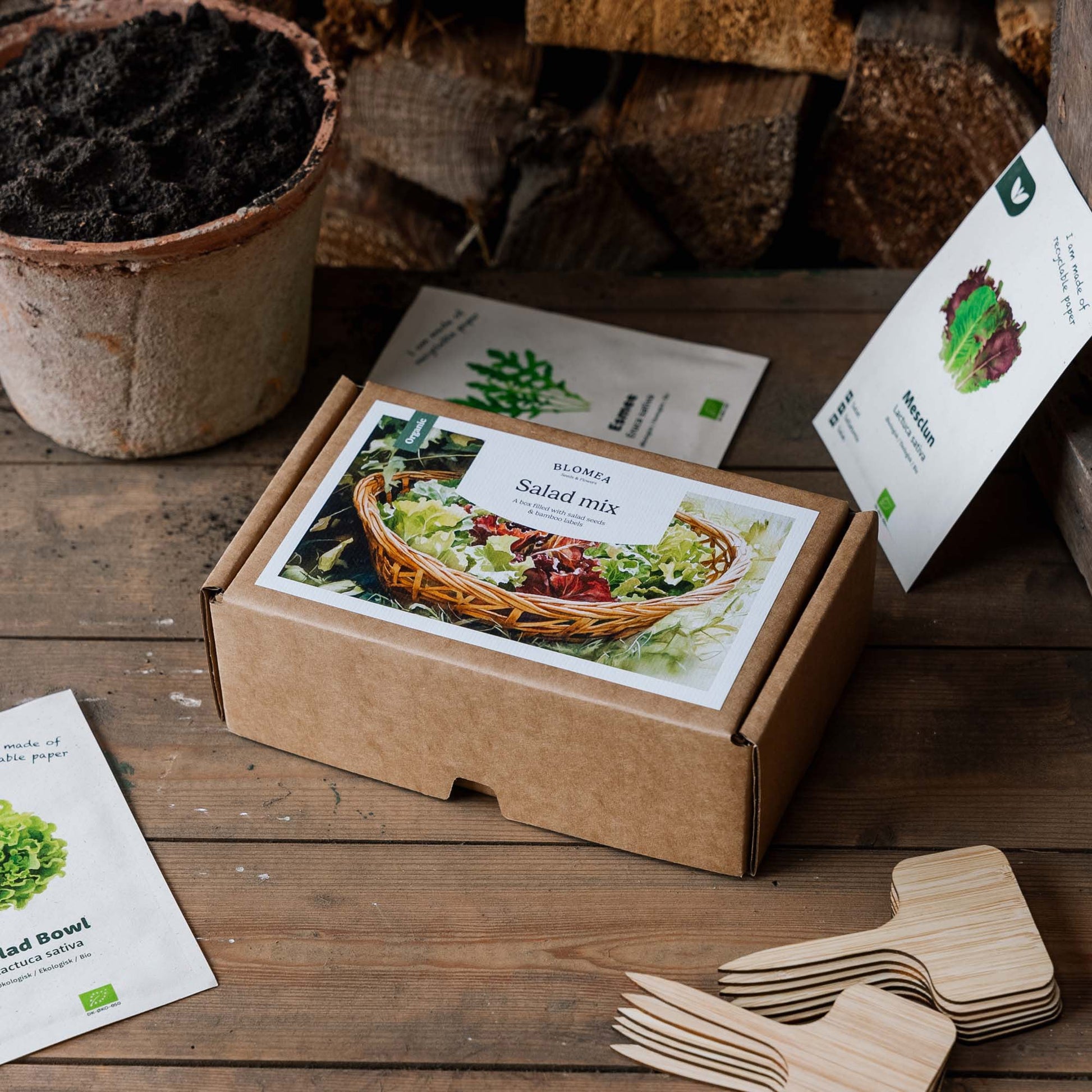 Saladebox - 12 zakjes biologische zaden