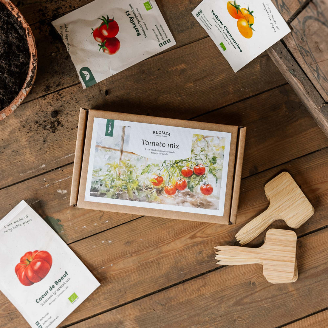 Tomatenbox - 12 zakjes biologische zaden