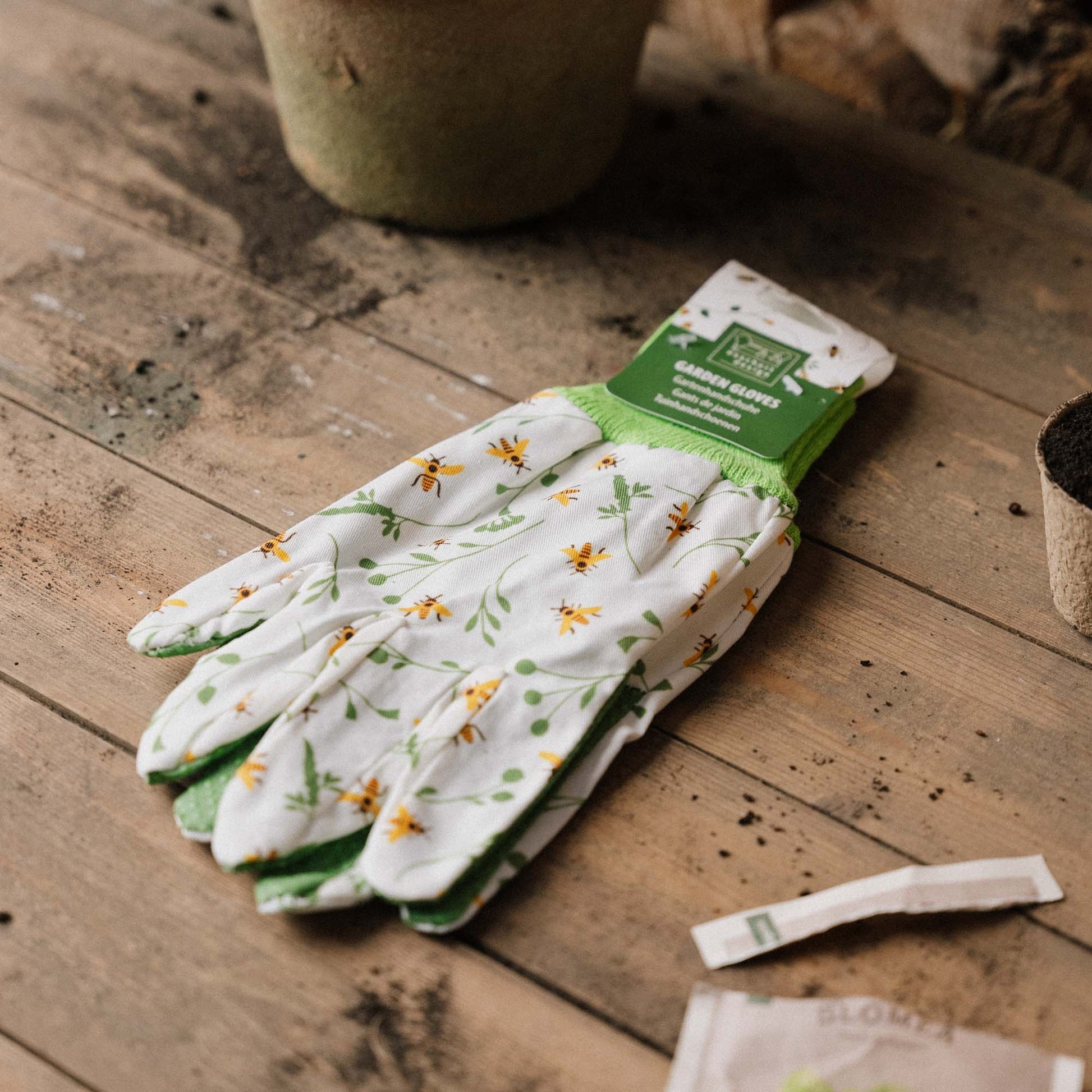 Tuinhandschoen met bijenprint
