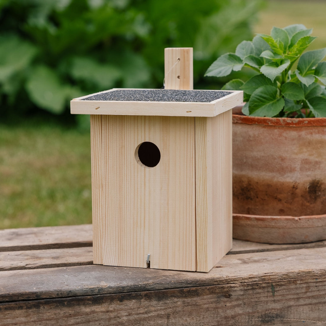 Vogelhuis, natuur, L: 19 cm B: 19 cm H: 22 cm