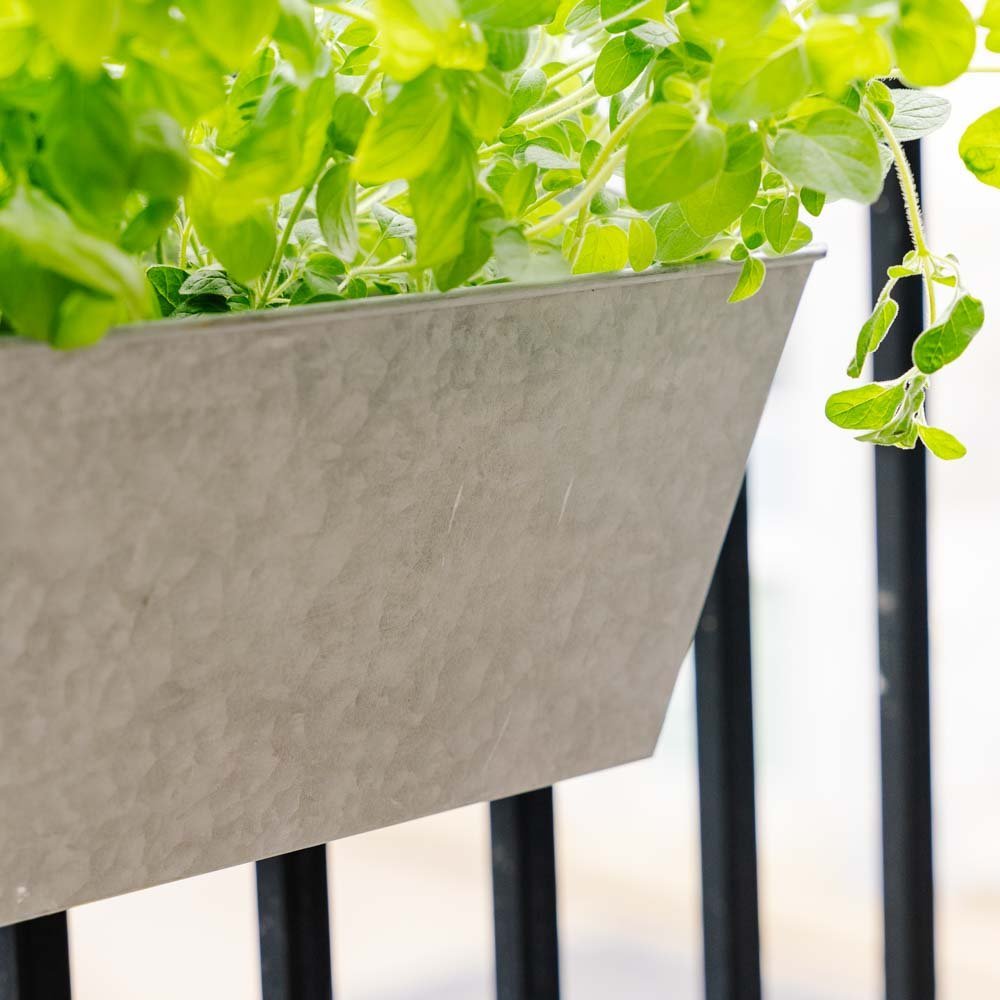 Zinken plantenbak, L: 40 cm B: 16 cm H: 16 cm